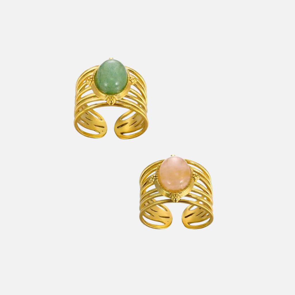 Bague en acier inoxydable avec pierre