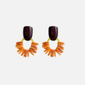 Boucles d’oreilles fantaisie pendantes ethniques à perles orange et marron
