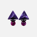 Boucles d’oreilles fantaisie pendantes géométriques violettes à triangles et perles