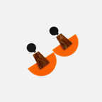 Boucles d’oreilles fantaisie pendantes en résine orange, marron et noir