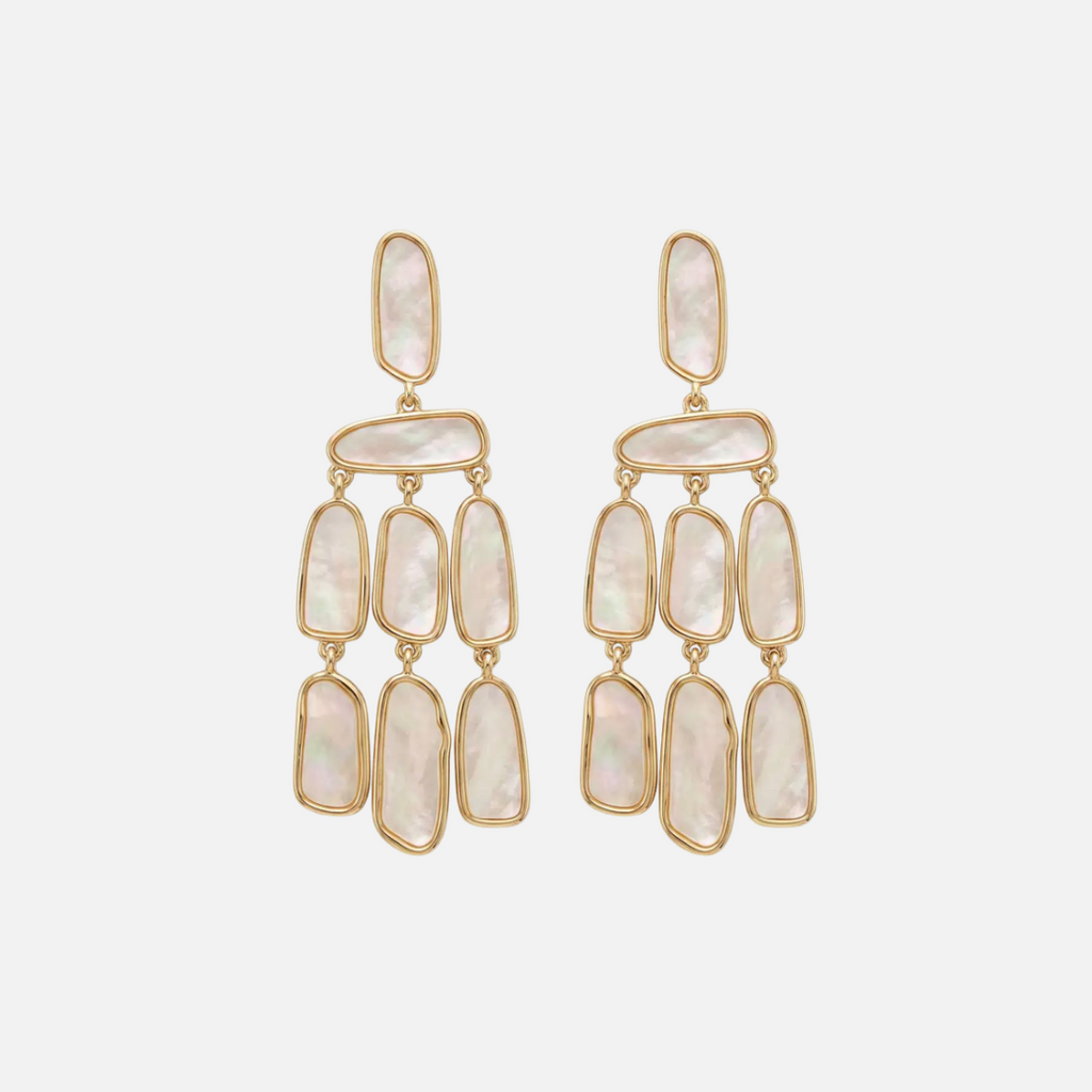 Boucles d'oreilles pendantes nacrées en acier inoxydable