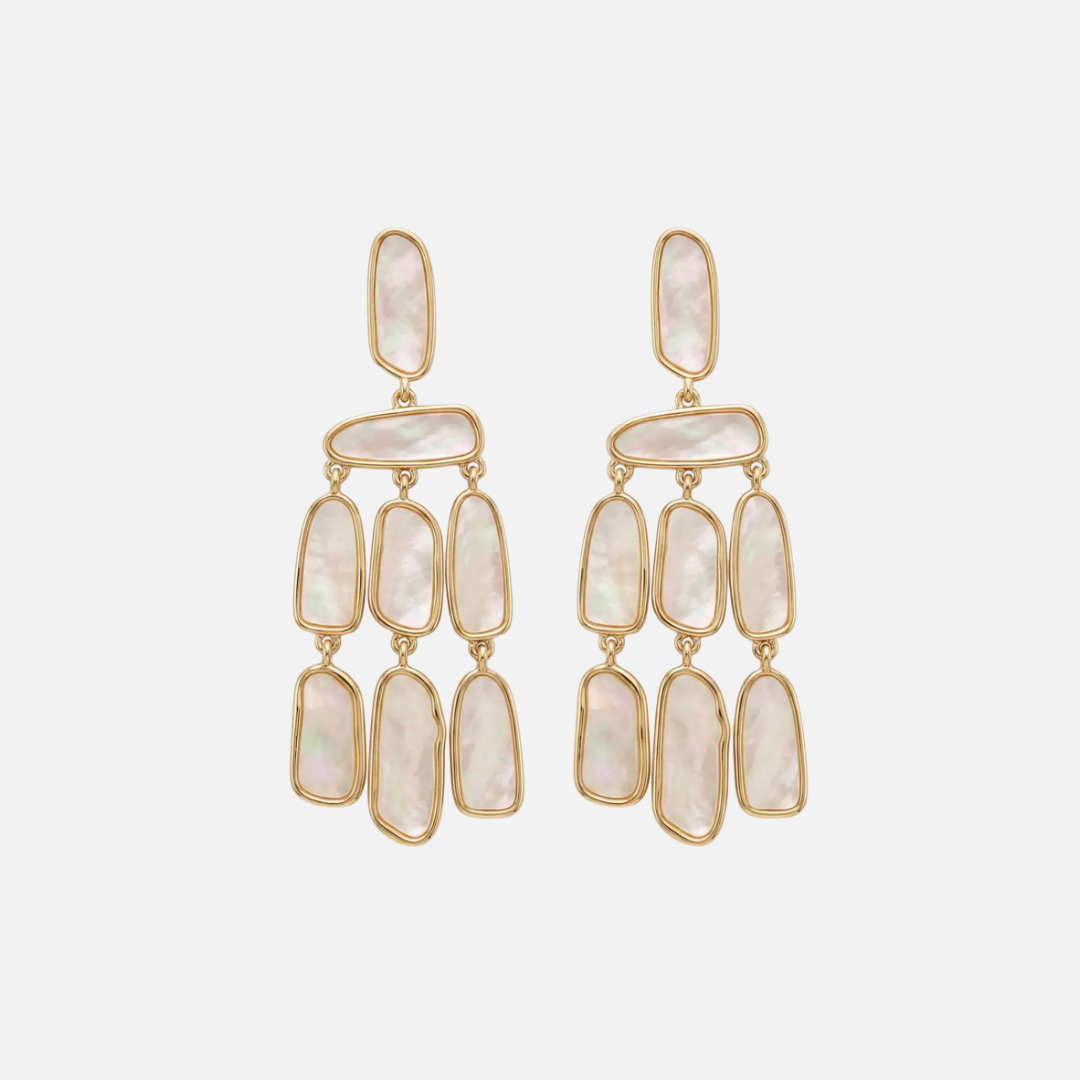 Boucles d'oreilles pendantes nacrées en acier inoxydable