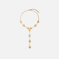 Collier Y en acier inoxydable doré à fleurs pendantes et chaîne fine