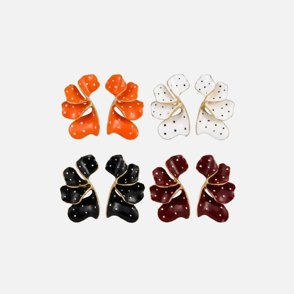 Boucles d’oreilles fantaisie fleurs à pois