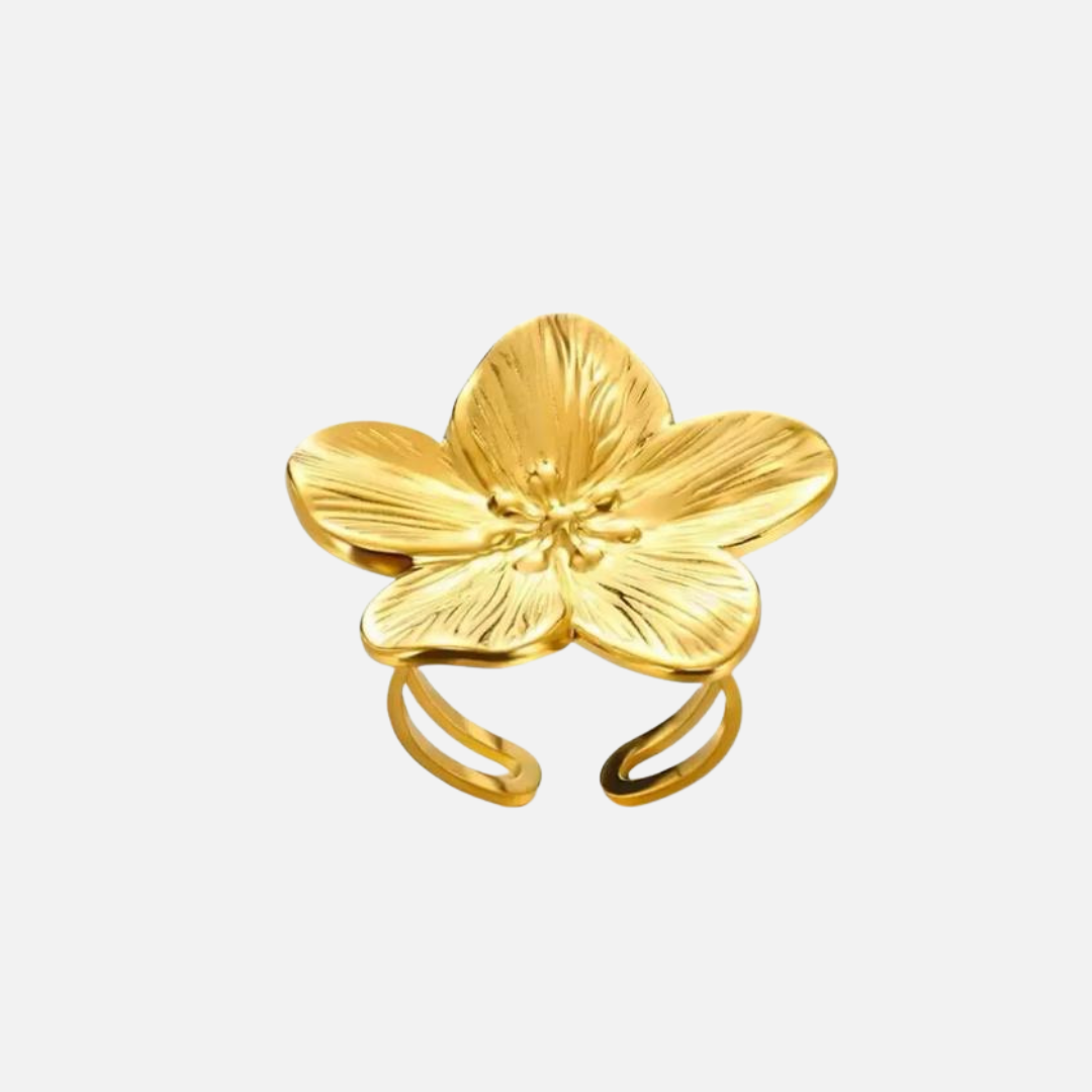 Bague fleur en acier inoxydable