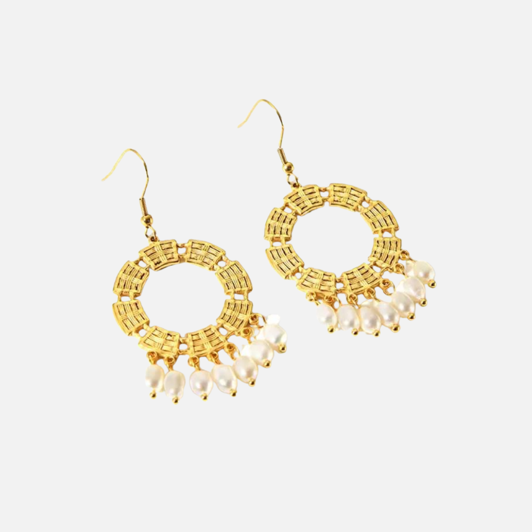 Boucles d’oreilles pendantes en acier inoxydable avec perles