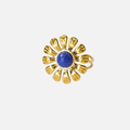 Bague fleur pierre lapis lazuli en acier inoxydable