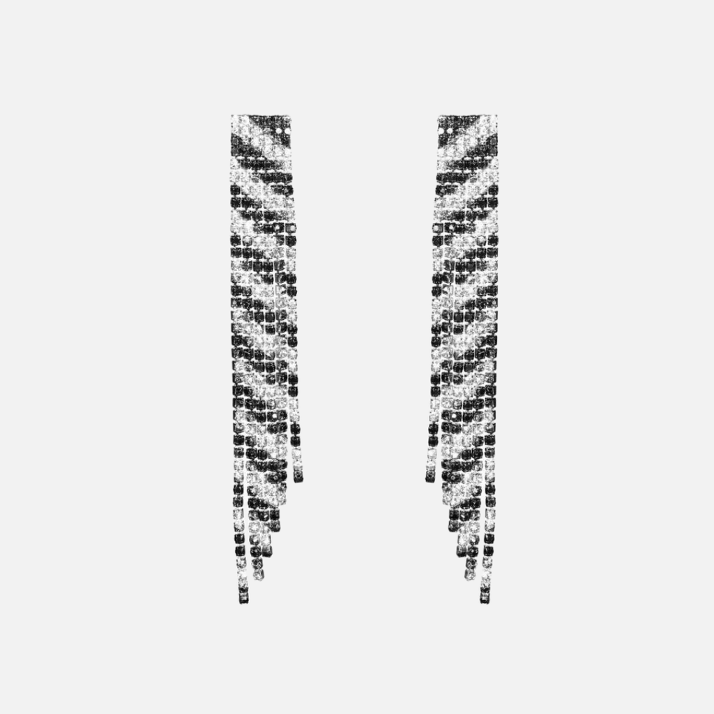 Boucles d’oreilles fantaisie franges strass dégradé