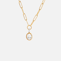 Collier maillons en acier inoxydable avec pendentif pierre