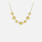 Collier fleurs dorées en acier inoxydable à sept motifs floraux