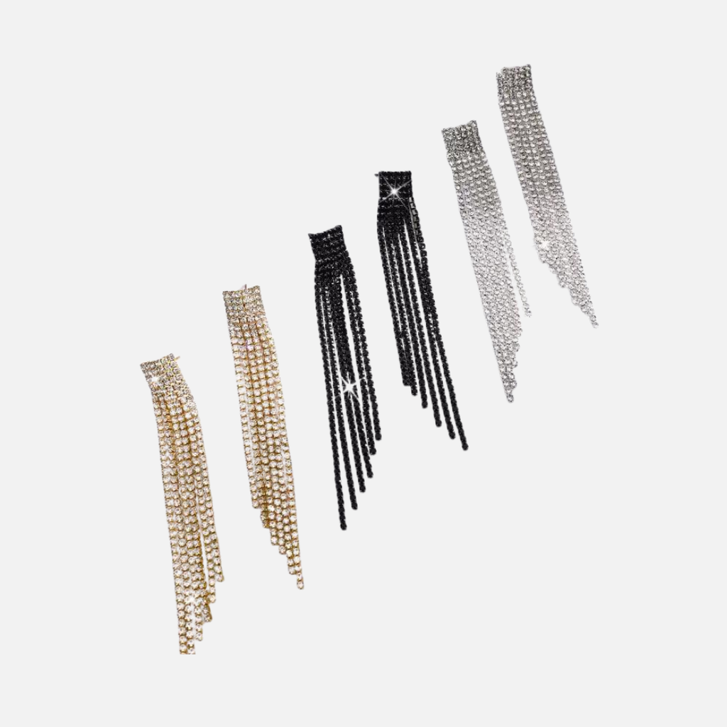 Boucles d’oreilles fantaisie franges strass