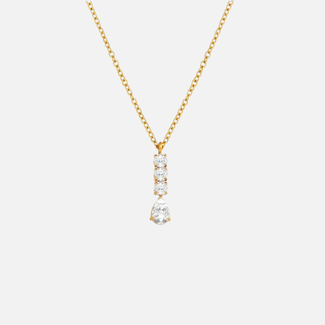 Collier en acier inoxydable avec pendentif cascade pierres brillantes