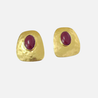 Boucles d’oreilles martelées avec pierre ovale