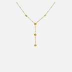Collier Y fleurs dorées en acier inoxydable – chaîne fine et pendentif floral