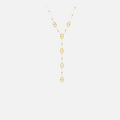 Collier Y en acier inoxydable doré à pendentifs maillons ovales et chaîne fine