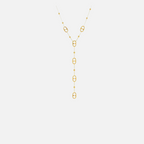 Collier Y en acier inoxydable doré à pendentifs maillons ovales et chaîne fine