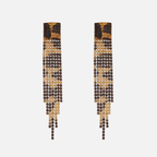 Boucles d’oreilles fantaisie franges strass motif léopard