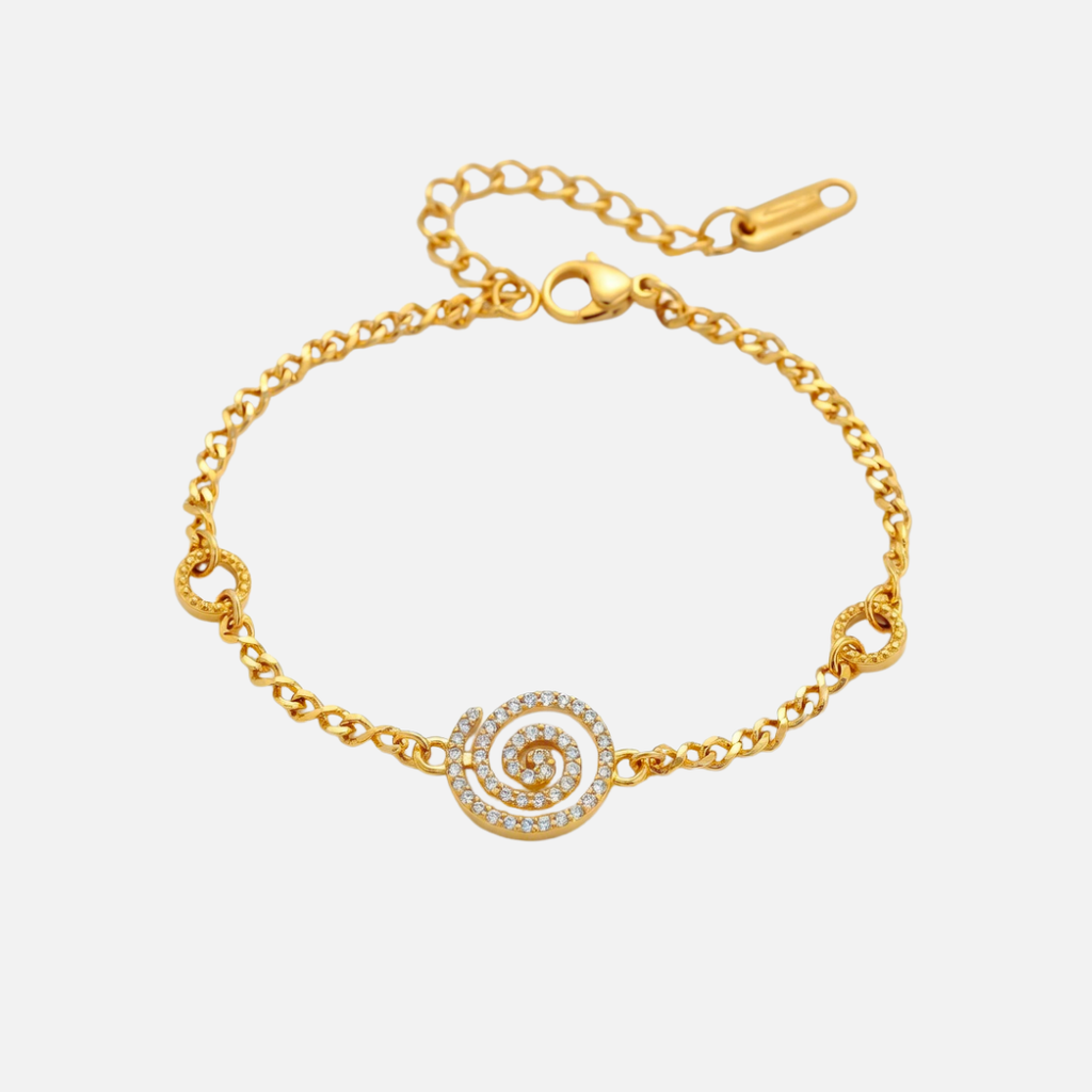 Bracelet spirale en acier inoxydable avec pierres brillantes