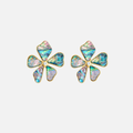 Boucles d’oreilles fleur en acier inoxydable et nacre multicolore