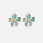 Boucles d’oreilles fleur en acier inoxydable et nacre multicolore