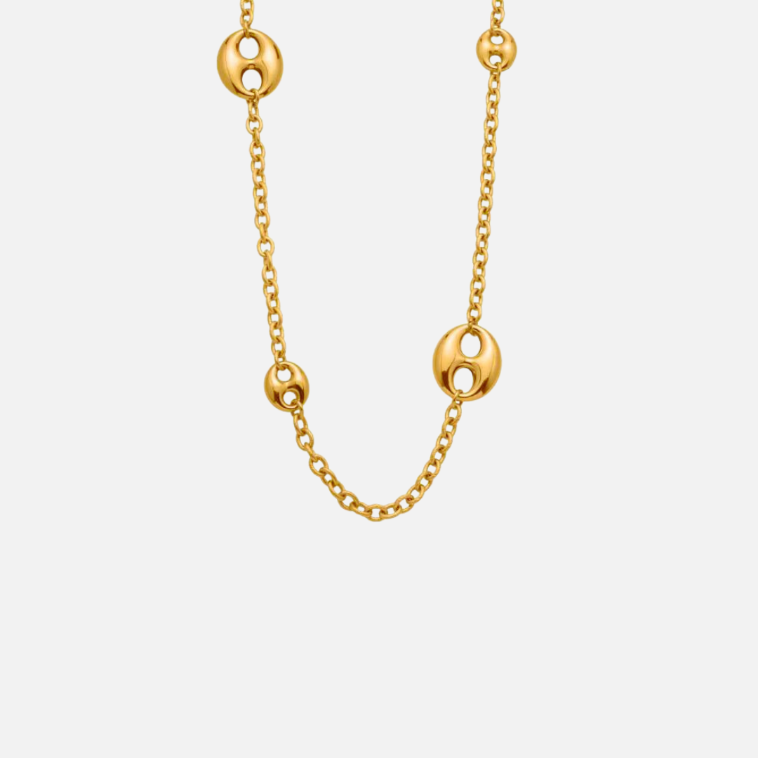 Collier sautoir grains de café en acier inoxydable