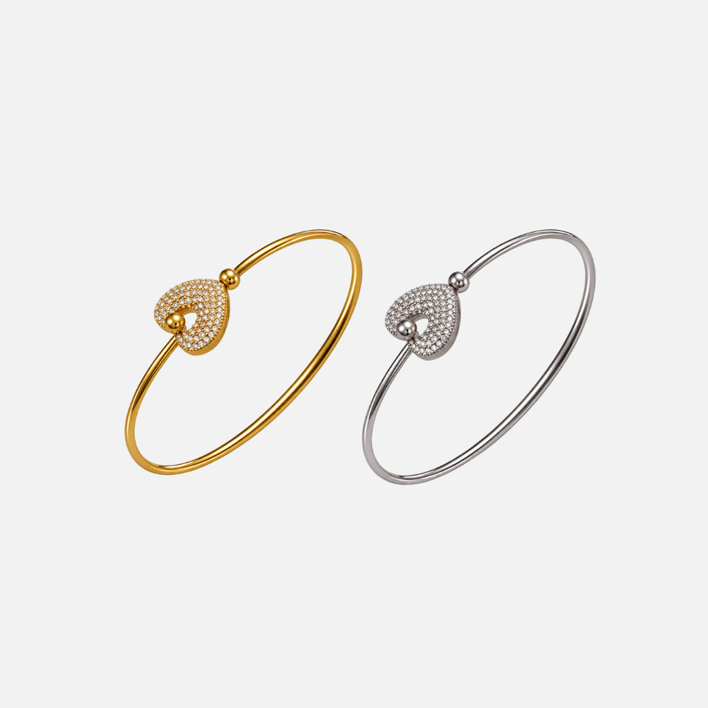 Bracelet jonc cœur en acier inoxydable