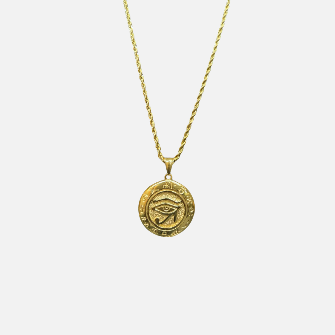 Collier Œil d'Horus en acier inoxydable doré – ETHNIKS