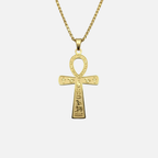 Collier croix Ankh égyptienne gravée en acier inoxydable