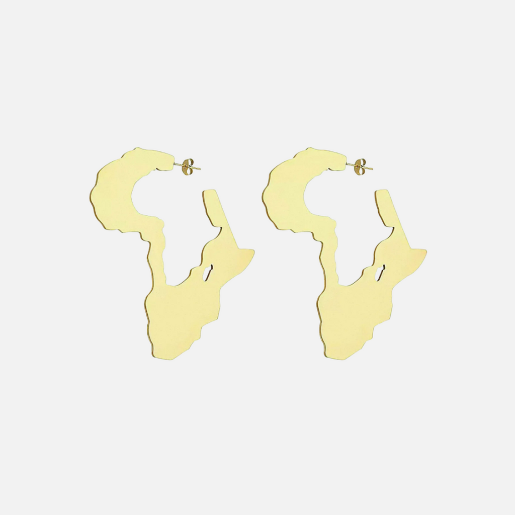 Boucles d'oreilles Afrique dorées – acier inoxydable