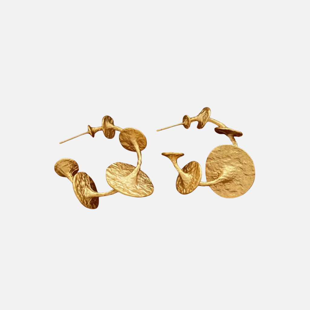 Boucles d'oreilles fantaisie dorées à disques martelés