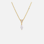 Collier doré en acier inoxydable avec pendentif marquise scintillant