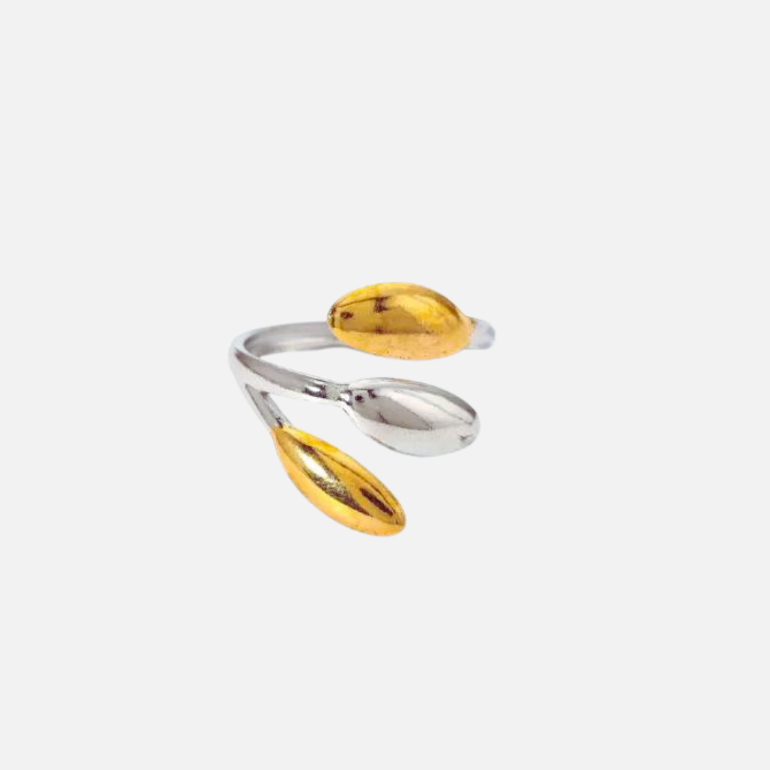 Bague ouverte bicolore en acier inoxydable