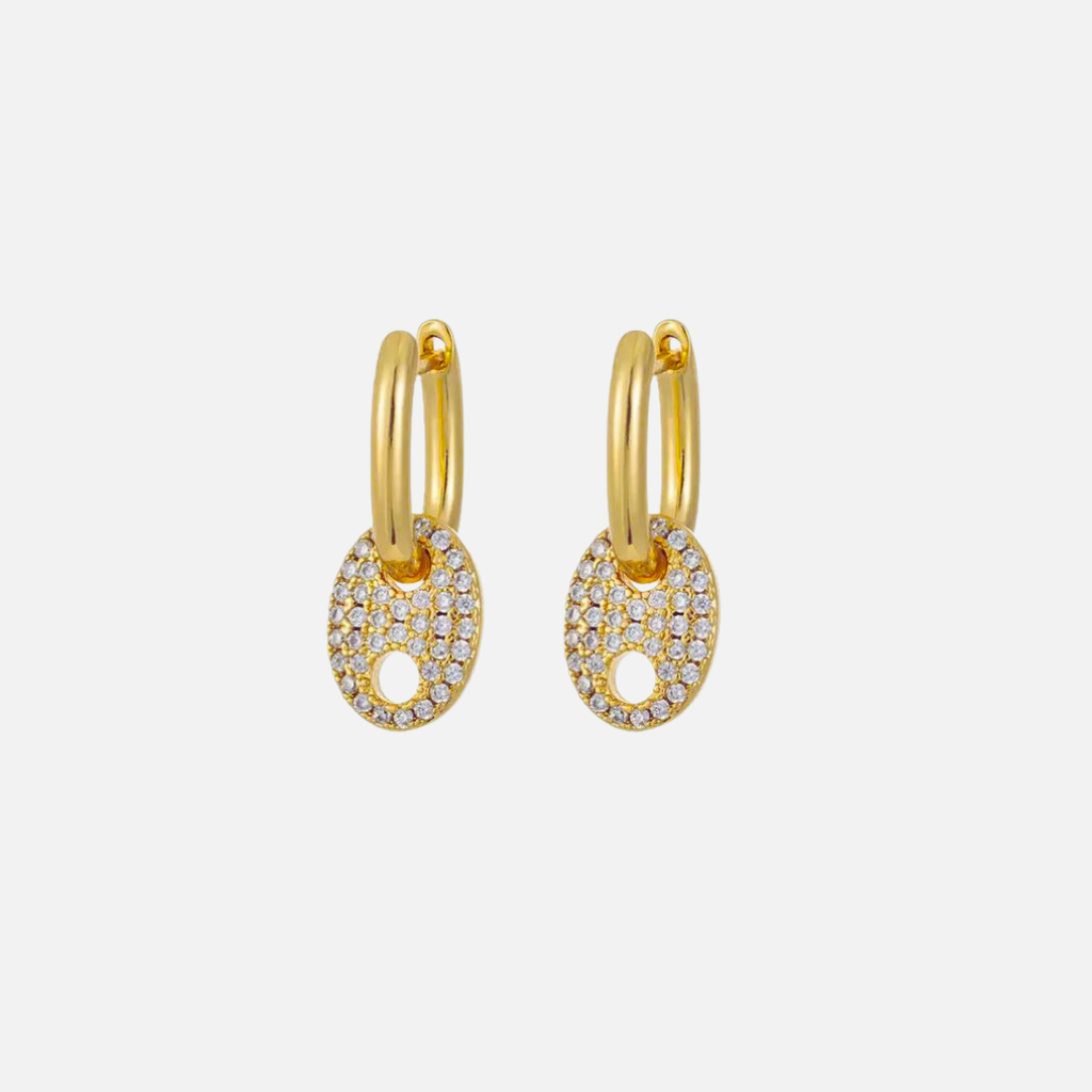 Boucles d’oreilles créoles en acier inoxydable avec pendentif grain de café