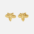 Boucles d'oreilles fleurs martelées dorées – acier inoxydable