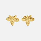 Boucles d'oreilles fleurs martelées dorées – acier inoxydable