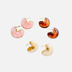 Boucles d’oreilles créoles en résine et acier inoxydable doré