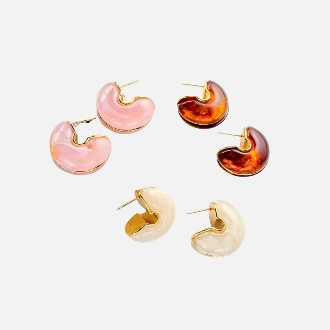 Boucles d’oreilles créoles en résine et acier inoxydable doré