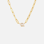Collier chaîne en acier inoxydable avec double pierre zircon
