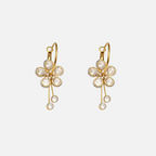 Boucles d'oreilles fleur dorée en acier inoxydable – Zircons brillants