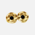 Boucles d’oreilles fantaisie rondes dorées martelées avec cabochon noir