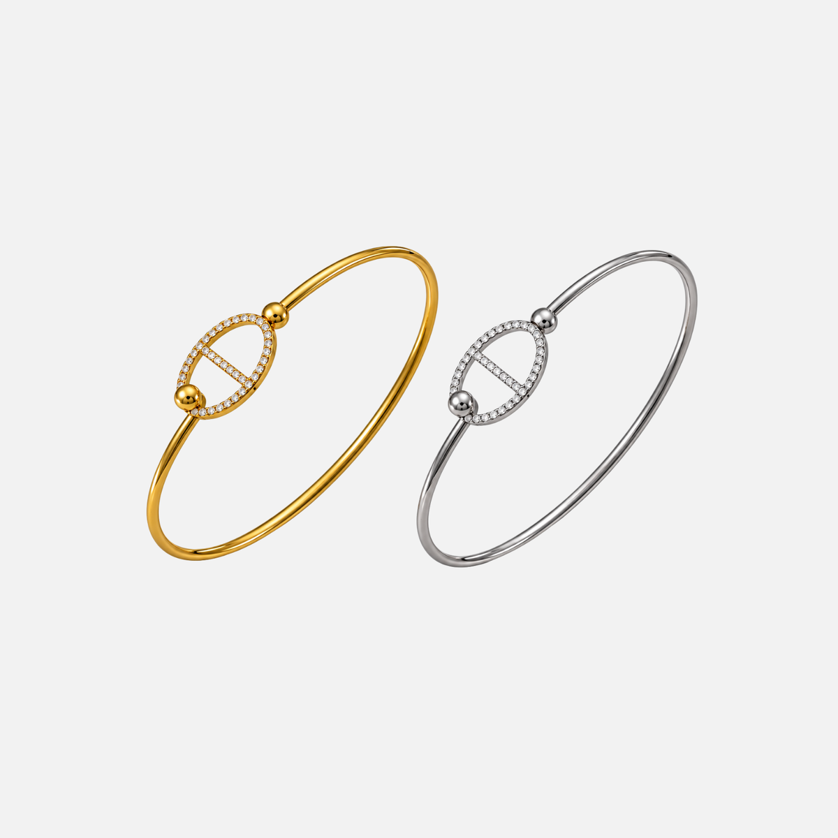 Bracelet jonc à motif ovale ajouré en acier inoxydable