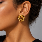 Boucles d'oreilles nœud torsadé doré – acier inoxydable