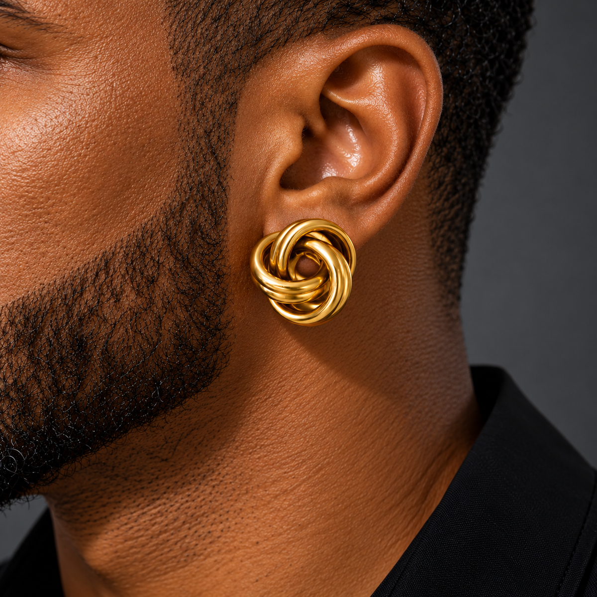 Boucles d'oreilles nœud torsadé doré – acier inoxydable