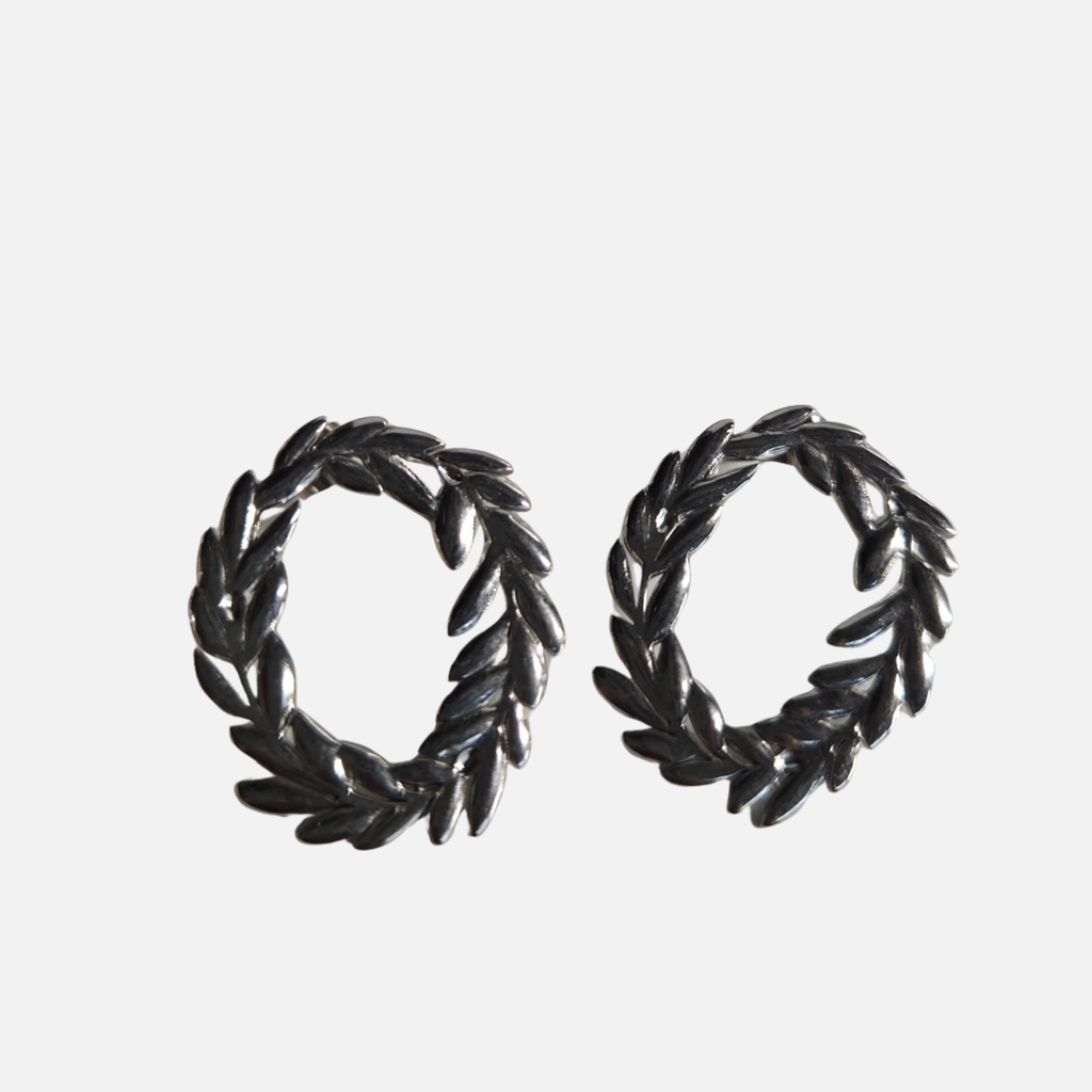 Boucles d’oreilles feuilles de laurier en acier inoxydable