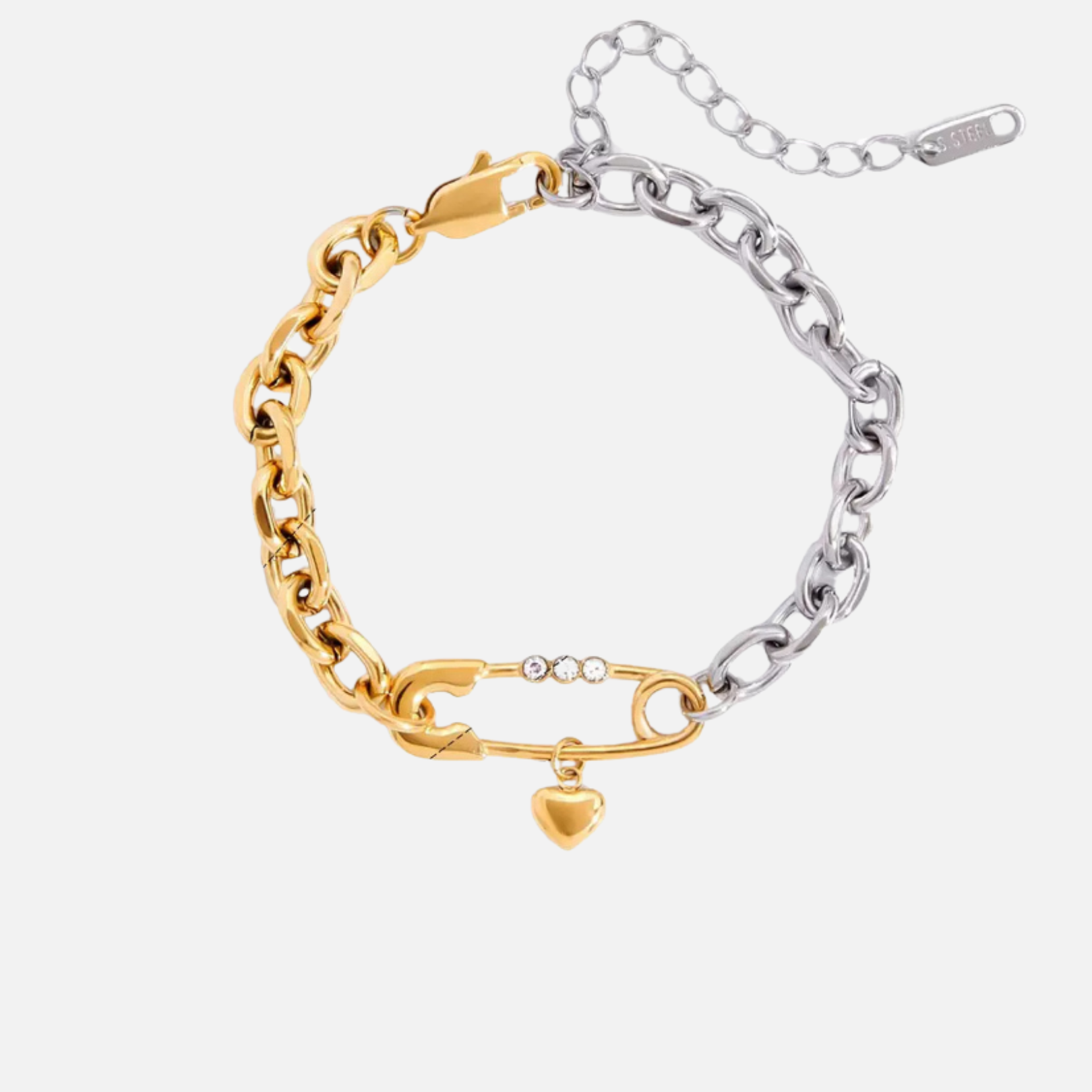 Collier chaîne et son bracelet bicolore en acier inoxydable – Doré et argenté