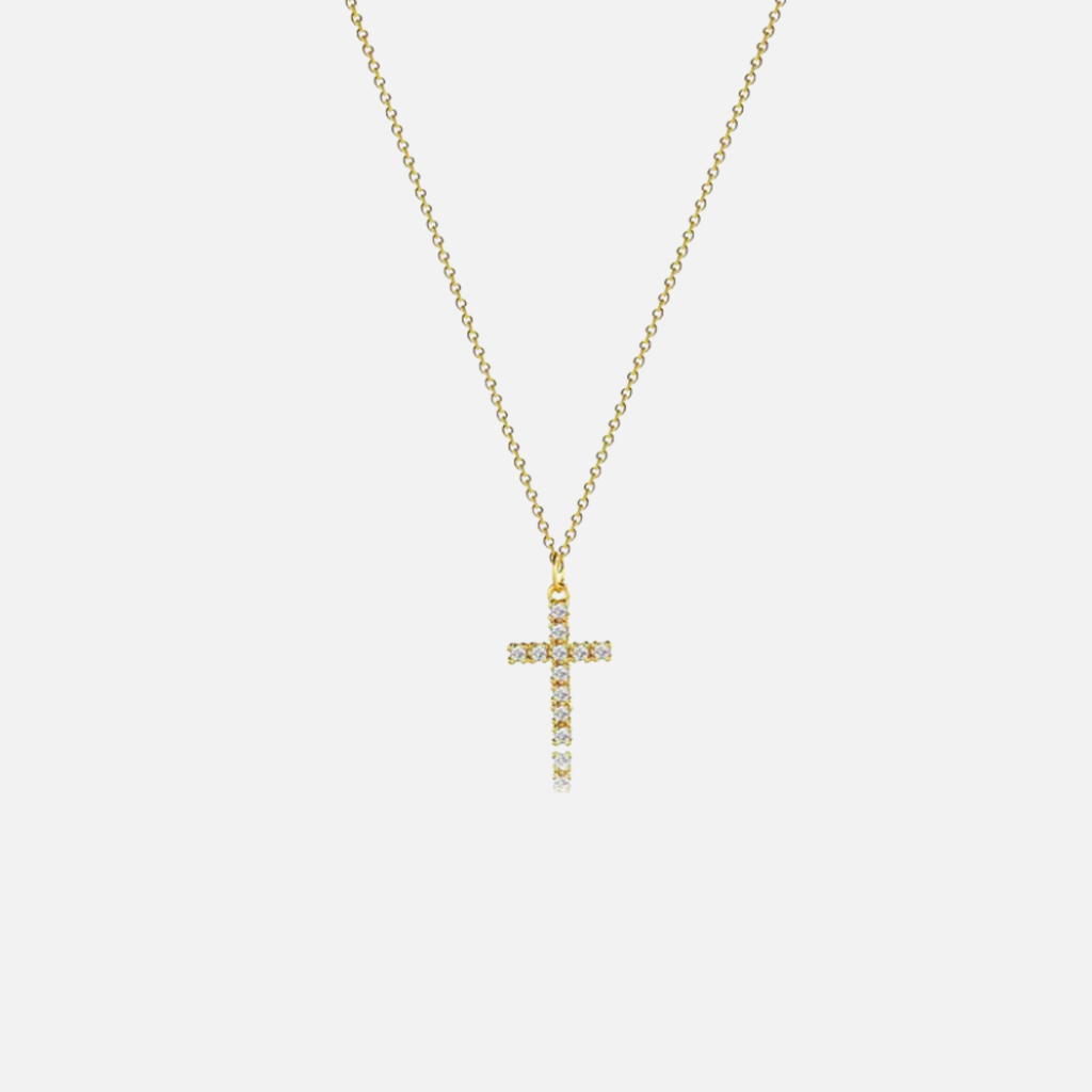 Collier croix brillante en acier inoxydable
