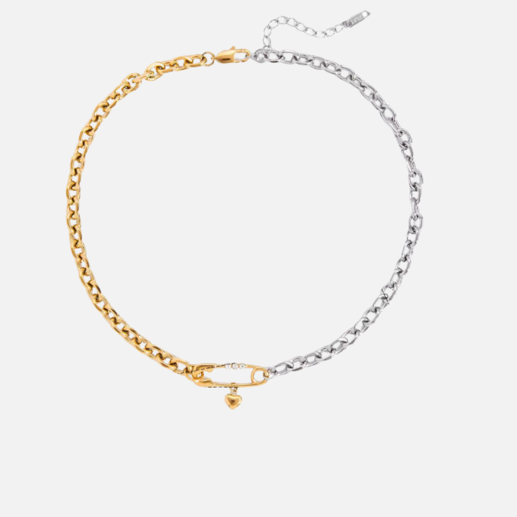 Collier chaîne bicolore en acier inoxydable – Doré et argenté