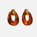 Boucles d’oreilles goutte pendantes ajourée doré et ambre