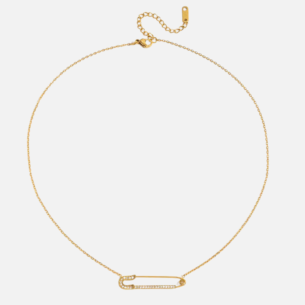 Collier trombone fin en acier inoxydable doré