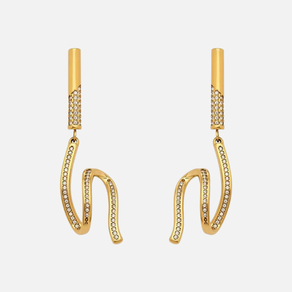 Boucles d’oreilles pendantes serpentin en acier inoxydable